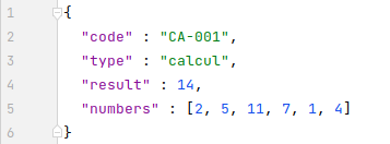 exemple de code JSON pour une carte du défi calcul