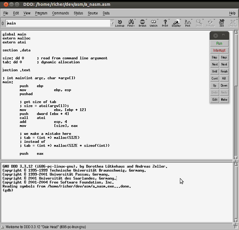 ddd (data display debugger)