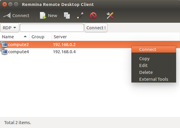 Remmina connect to other machine